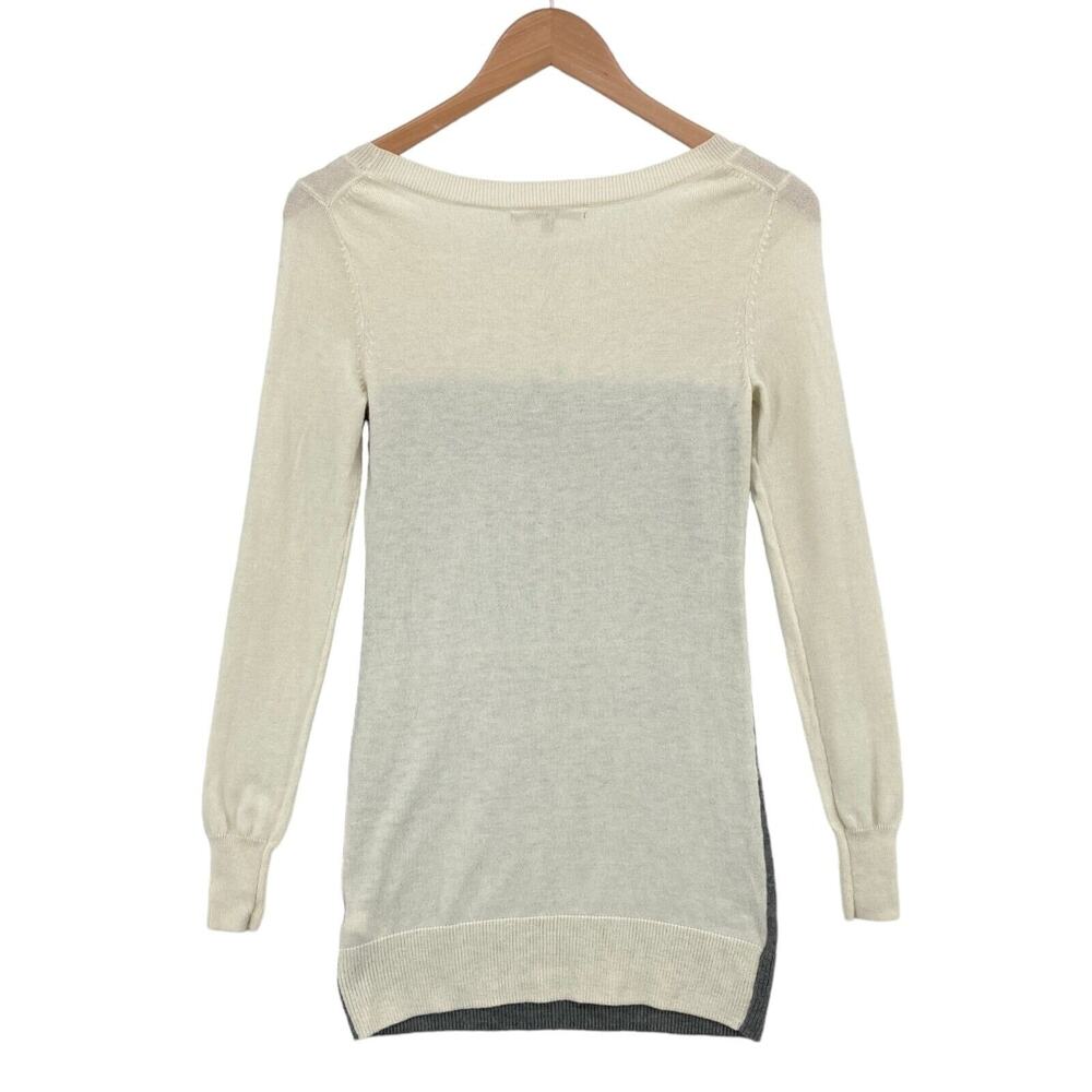 Gap Sweater Womens XS Cream Gray Nylon Long Raglan Sleeve Round Neck Pullover - Picture 2 of 12